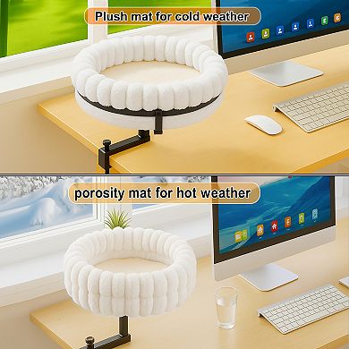Cat Desk Bed, 360° Rotating and Adjustable Pet Bed, with Soft Mat