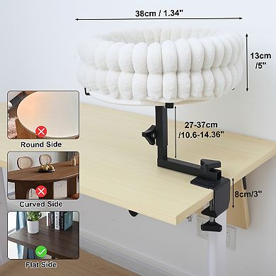 Cat Desk Bed, 360° Rotating and Adjustable Pet Bed, with Soft Mat