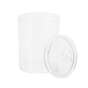 Lid-round Cup Acrylic Cotton Swab Jar for Bathroom Laundry Rooms Clear 1 pc