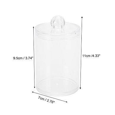 Lid-round Cup Acrylic Cotton Swab Jar for Bathroom Laundry Rooms Clear 1 Pc