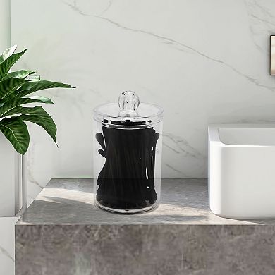 Lid-round Cup Acrylic Cotton Swab Jar for Bathroom Laundry Rooms Clear 1 Pc