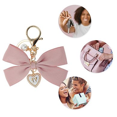 Colorful Fabric Bow Handbag Charms Keychains for Bags and Purses 1 Pc