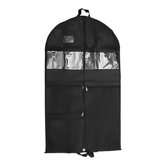 PEVA Clothes Cover Bags with Pockets Suit Bag for Closet Storage 60x130cm Black 1 pc