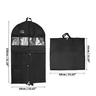 PEVA Clothes Cover Bags with Pockets Suit Bag for Closet Storage 60x130cm Black 1 Pc