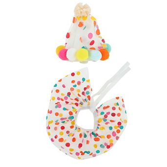 Cat Birthday Bandana Scarf and Party Hat Pet Outfit for Party 1Set