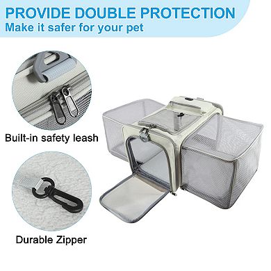 Expandable Airline Approved Cat Carrier, Soft-Sided Pet Travel Carrier