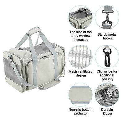 Expandable Airline Approved Cat Carrier, Soft-Sided Pet Travel Carrier