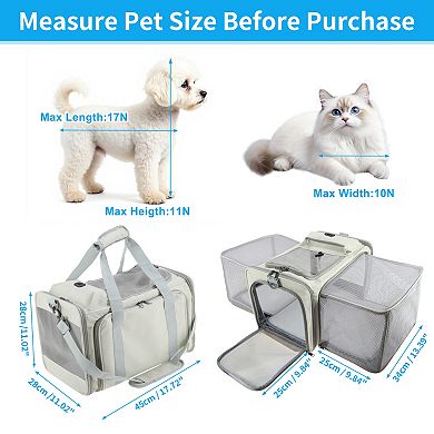 Expandable Airline Approved Cat Carrier, Soft-Sided Pet Travel Carrier