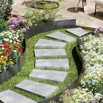 6-Pieces Black Metal Landscape Garden Edging Border for Flower Beds, Pathways and Tree Rings