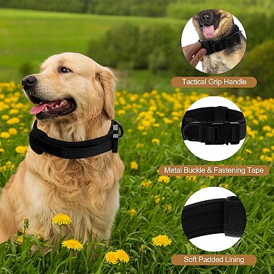 Dog Collar for Large Dogs Adjustable Heavy Duty with Handle Tactical 1Pc