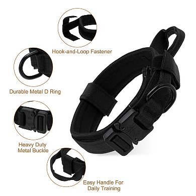 Dog Collar for Large Dogs Adjustable Heavy Duty with Handle Tactical 1Pc
