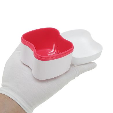 Denture Bath Case Cup with Denture Cleaner Brush Set for Travel and Home Use
