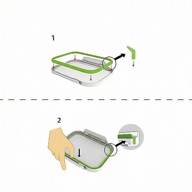 2 Pack 4 Cup Rectangle Glass Food Storage Containers with Sage Green Tritan Lids & Floral Design