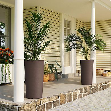 Outsunny 29 Inch Tall Planters, Set of 2 Plastic Flower Pots,