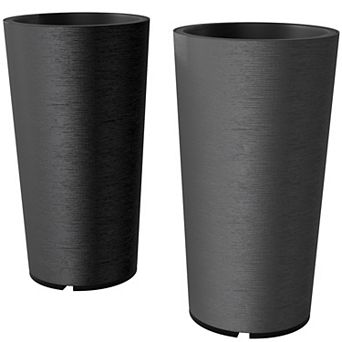 Outsunny 29 Inch Tall Planters, Set of 2 Plastic Flower Pots,