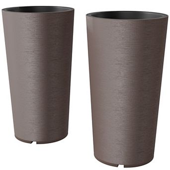 Outsunny 29 Inch Tall Planters, Set of 2 Plastic Flower Pots,