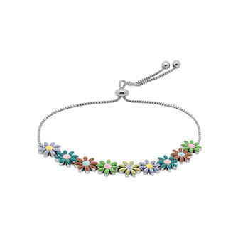 PRIMROSE Fine Silver Plated Adjustable Flower Bracelet