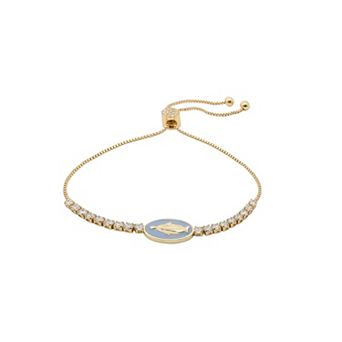 PRIMROSE Cubic Zirconia Religious Medallion Adjustable Bracelet