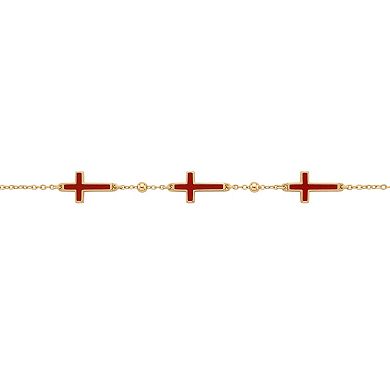 PRIMROSE Adjustable Enamel Cross Beaded Bracelet