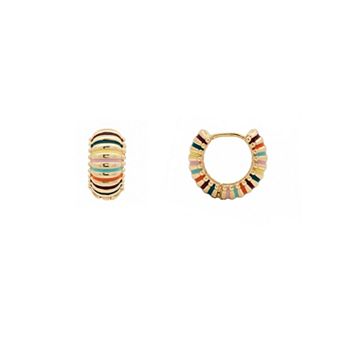 PRIMROSE Fine Silver Plated Multi-Color Enamel Hoop Earrings
