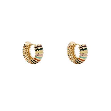 PRIMROSE Fine Silver Plated Multi-Color Enamel Hoop Earrings
