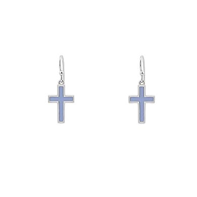 PRIMROSE Polished Enamel Cross Drop Earrings