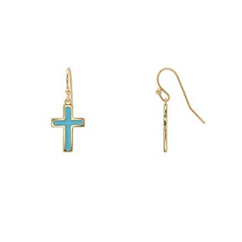 PRIMROSE Polished Enamel Cross Drop Earrings