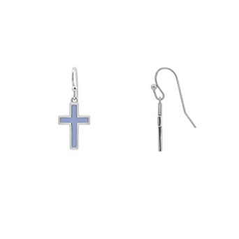 PRIMROSE Polished Enamel Cross Drop Earrings