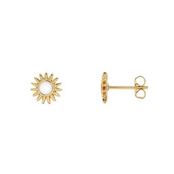 PRIMROSE 14k Gold Flash Plated Sun Stud Earrings