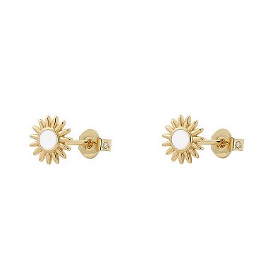 PRIMROSE 14k Gold Flash Plated Sun Stud Earrings