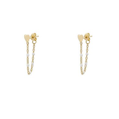PRIMROSE 14k Gold Flash Plated Heart Beaded Front to Back Earrings