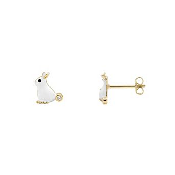 PRIMROSE 14k Gold Flash Plated Cubic Zirconia Bunny Stud Earrings