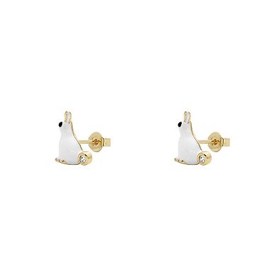 PRIMROSE 14k Gold Flash Plated Cubic Zirconia Bunny Stud Earrings