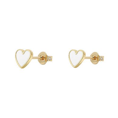 PRIMROSE 14k Gold Flash Plated Heart Stud Earrings