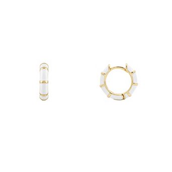PRIMROSE 14k Gold Flash Plated Bamboo Hoop Earrings