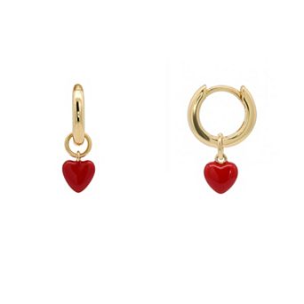 PRIMROSE 14k Gold Flash Plated Heart Drop Hoop Earrings