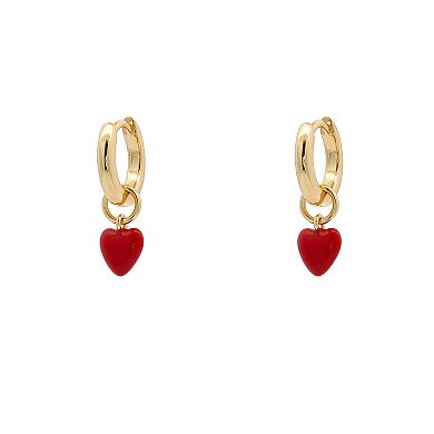 PRIMROSE 14k Gold Flash Plated Heart Drop Hoop Earrings