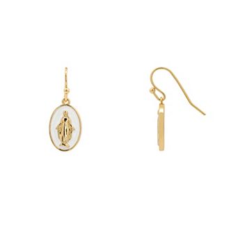 PRIMROSE 14k Gold Flash Plated Religious Drop Earrings
