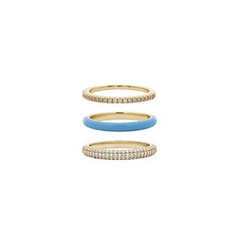 PRIMROSE 14k Gold Flash Plated Cubic Zirconia Triple Band Ring Set