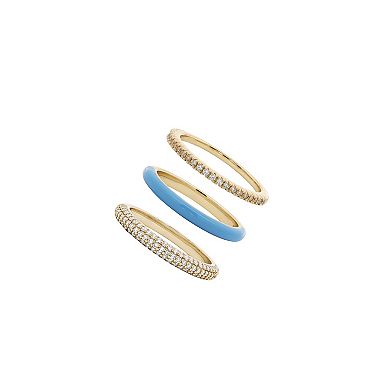 PRIMROSE 14k Gold Flash Plated Cubic Zirconia Triple Band Ring Set