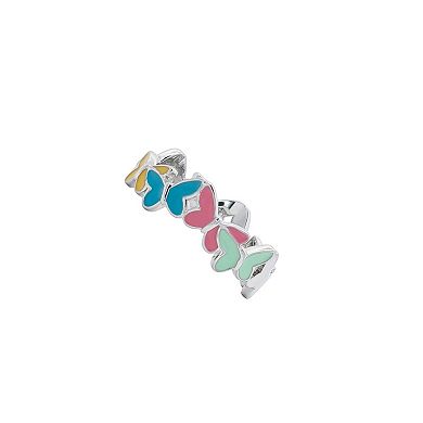 PRIMROSE Fine Silver Plated Butterfly Band Ring
