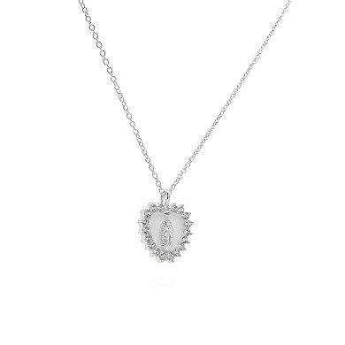 PRIMROSE Fine Silver Plated Cubic Zirconia Religious Heart Pendant Necklace