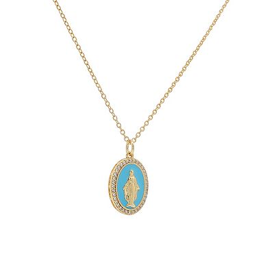 PRIMROSE Cubic Zirconia Virgin Mary Medallion Pendant Necklace