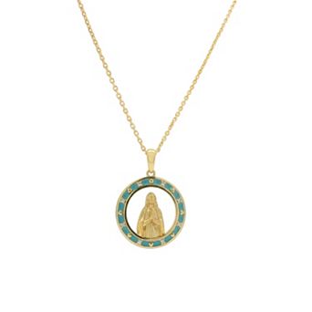 PRIMROSE Cubic Zirconia Religious Medallion Pendant Necklace