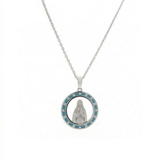 PRIMROSE Cubic Zirconia Religious Medallion Pendant Necklace