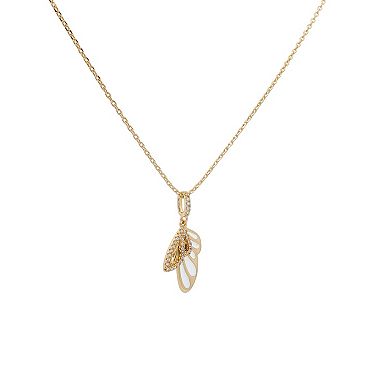 PRIMROSE 14k Gold Flash Plated Cubic Zirconia Double Wing Pendant Necklace