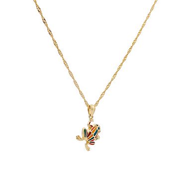 PRIMROSE 14k Gold Flash Plated Frog Pendant Necklace on Singapore Chain