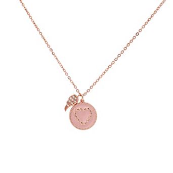 PRIMROSE 14k Rose Gold Flash Plated Cubic Zirconia Wing Charm Pendant Necklace