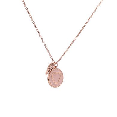 PRIMROSE 14k Rose Gold Flash Plated Cubic Zirconia Wing Charm Pendant Necklace