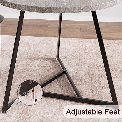 Dining Table Set for 2, Kitchen Table with 2 Upholstered Chairs, 3 Piece Round Dining Room Table Set